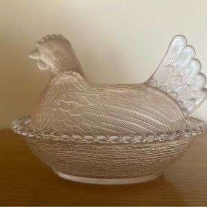Elegant Frosted Glass Hen Dish